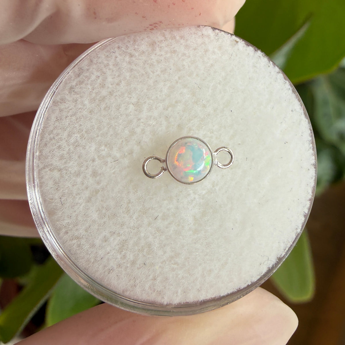 Sterling Silver Opal Connector 4mm