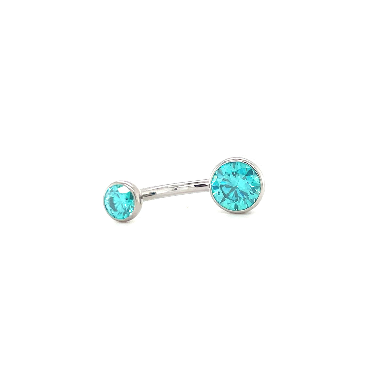 Industrial Strength Titanium Bezel Set Mint Green CZ Curved Barbell