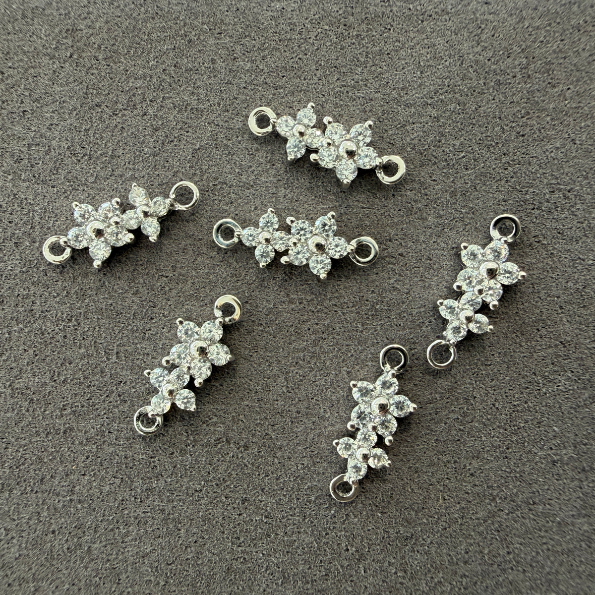 Sterling Silver CZ Double Flower Connector