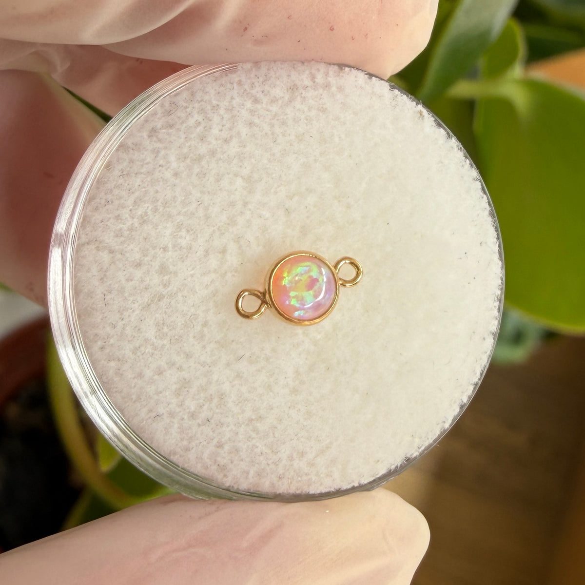 Gold Filled Opal Connector 4mm