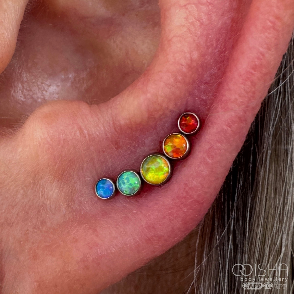 NeoMetal Rainbow Pride Flag Curved Opal Cluster End THREADLESS