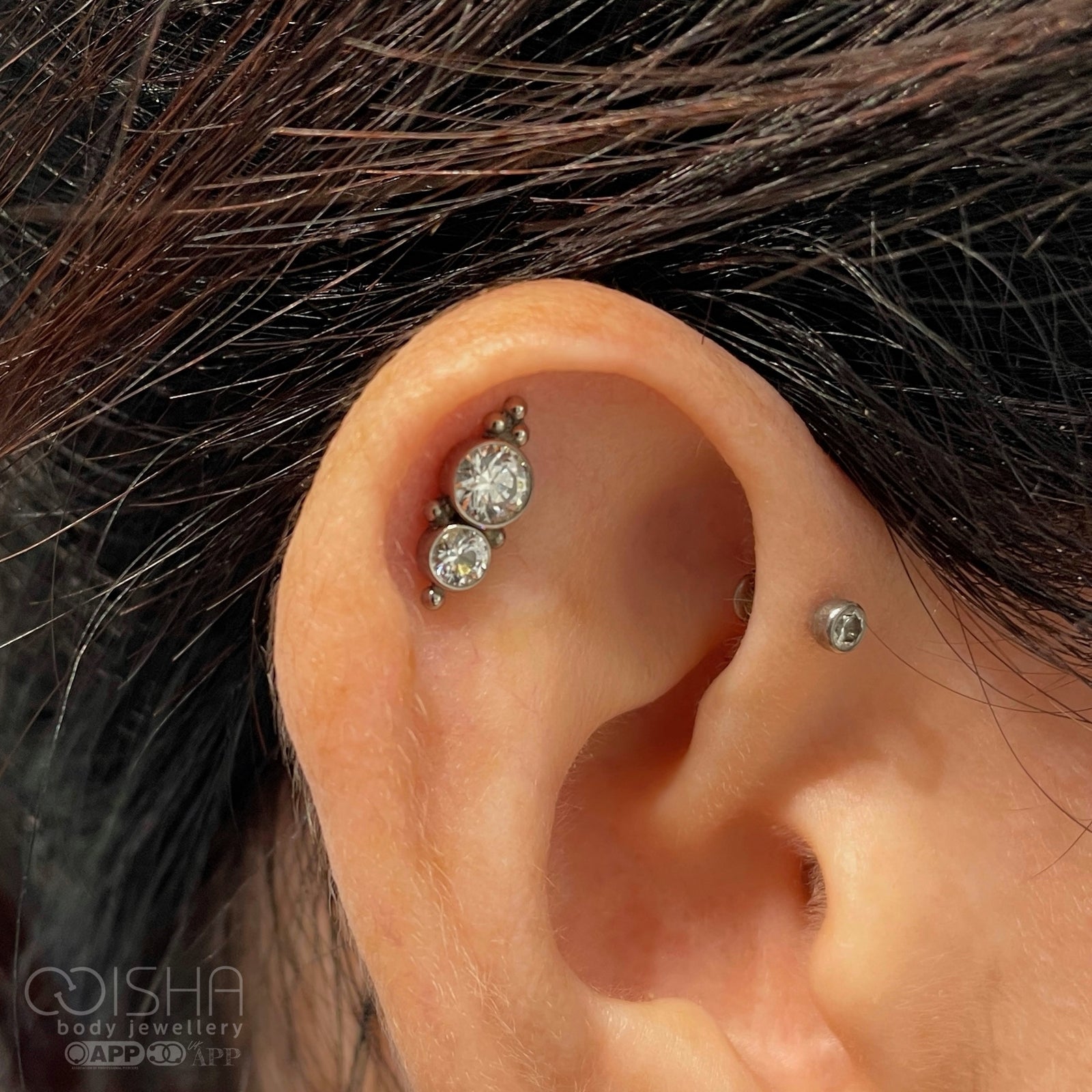 LeRoi Haute Couture Bijoux Double White CZ End - Isha Body Jewellery