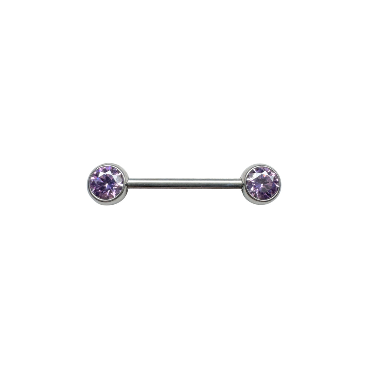 NeoMetal Side Set Fancy Purple CZ Gem Barbell