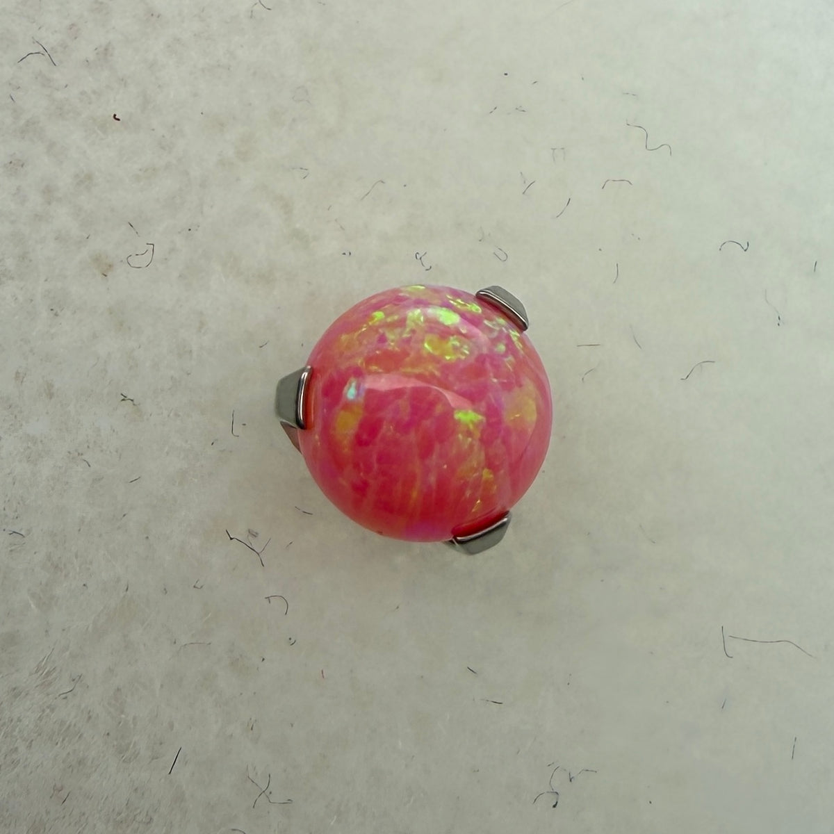NeoMetal Titanium Prong Set Bubblegum Opal Orb End