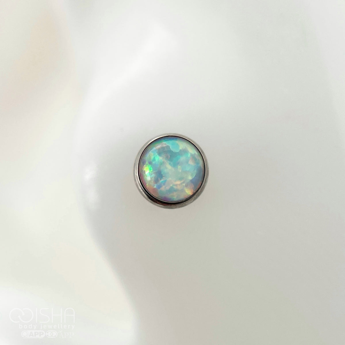 NeoMetal White Opal Cabochon End THREADLESS