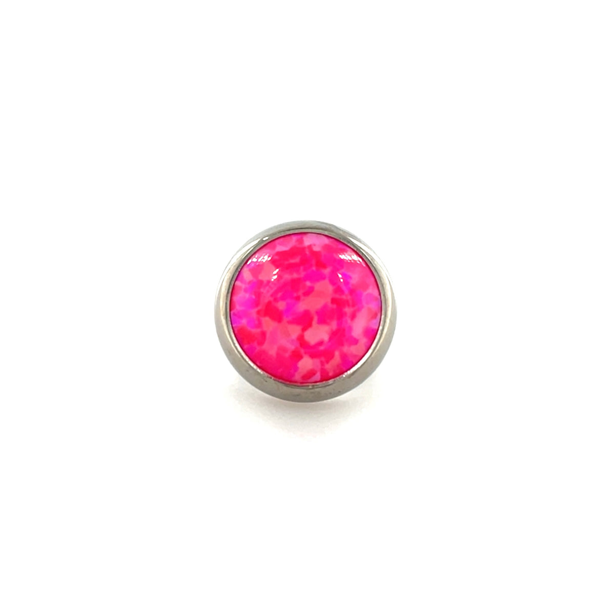 Industrial Strength Titanium Mimosa Hot Pink Opal Gem End