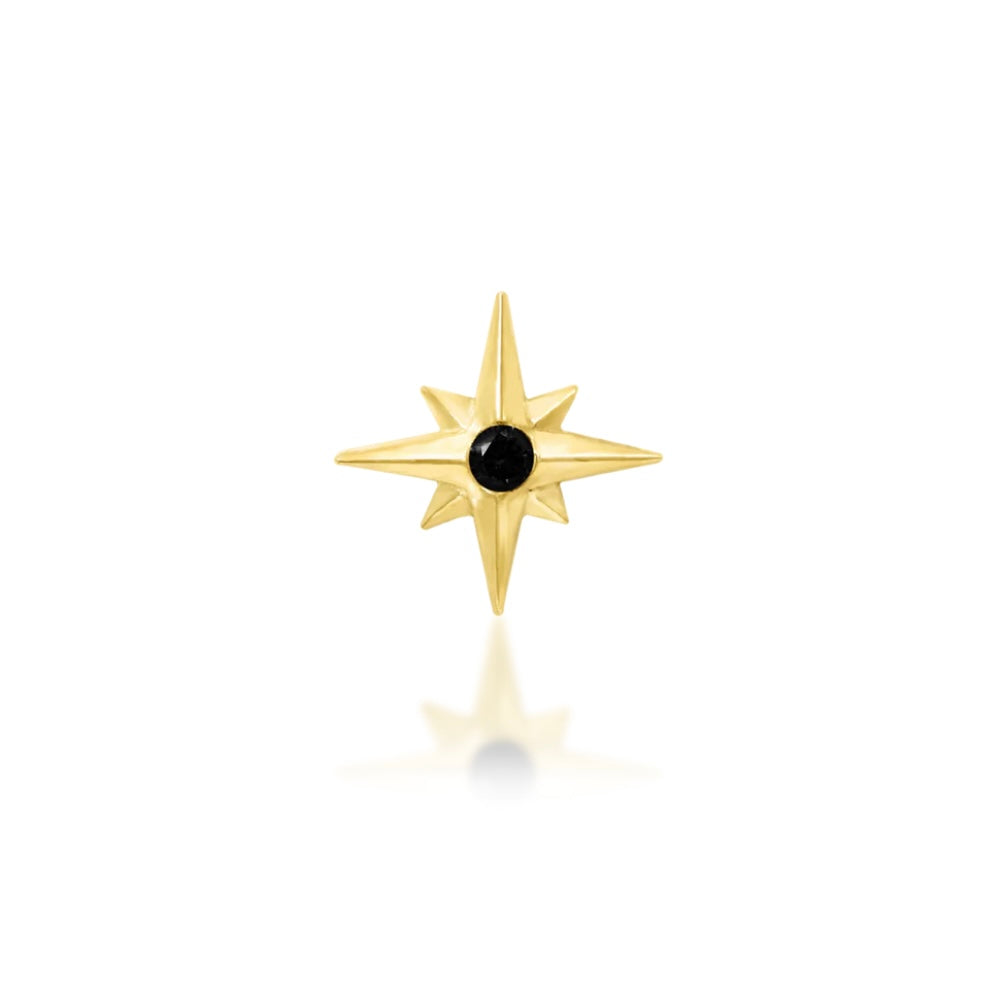Junipurr 14ct Gold Black CZ Stella End