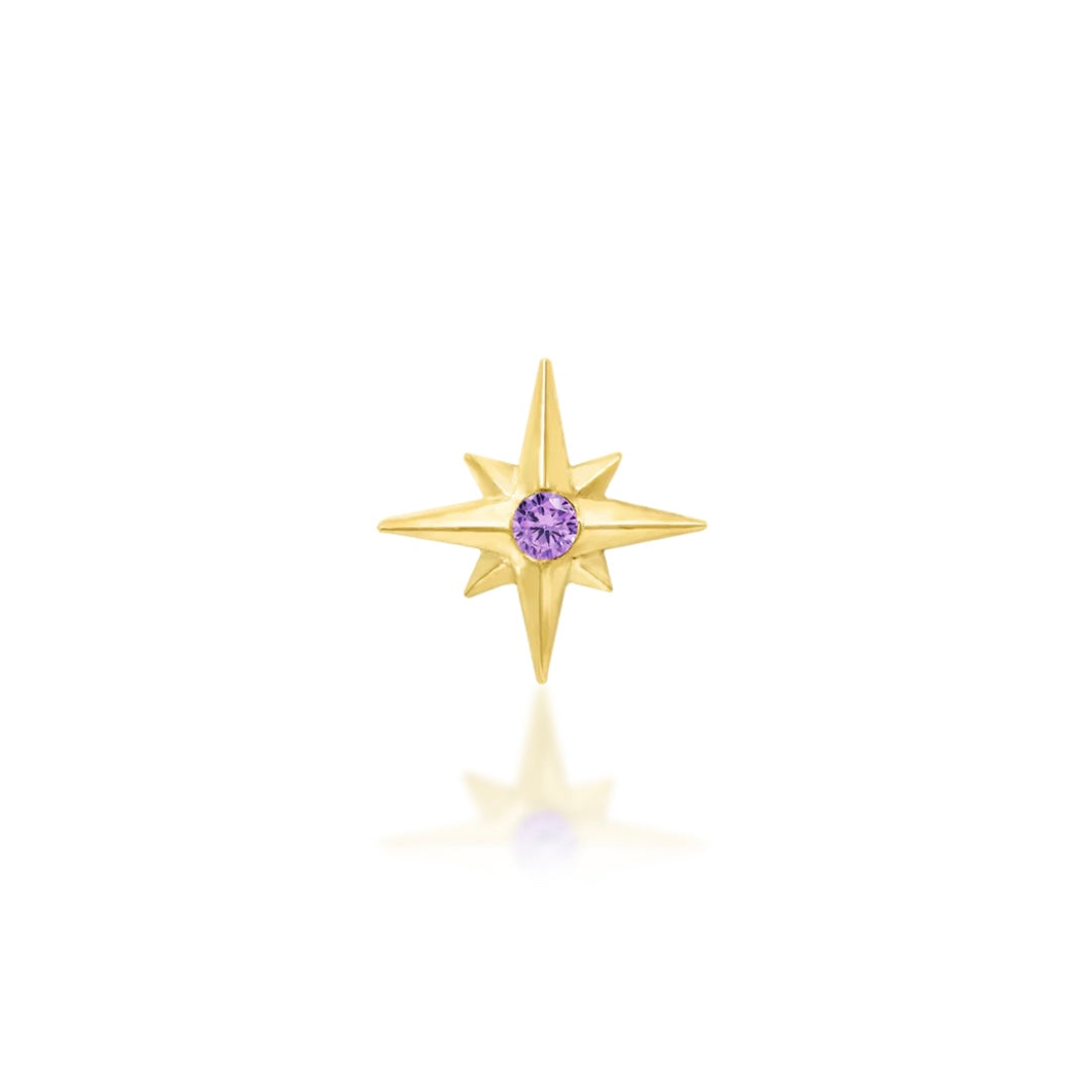 Junipurr 14ct Gold Amethyst CZ Stella End