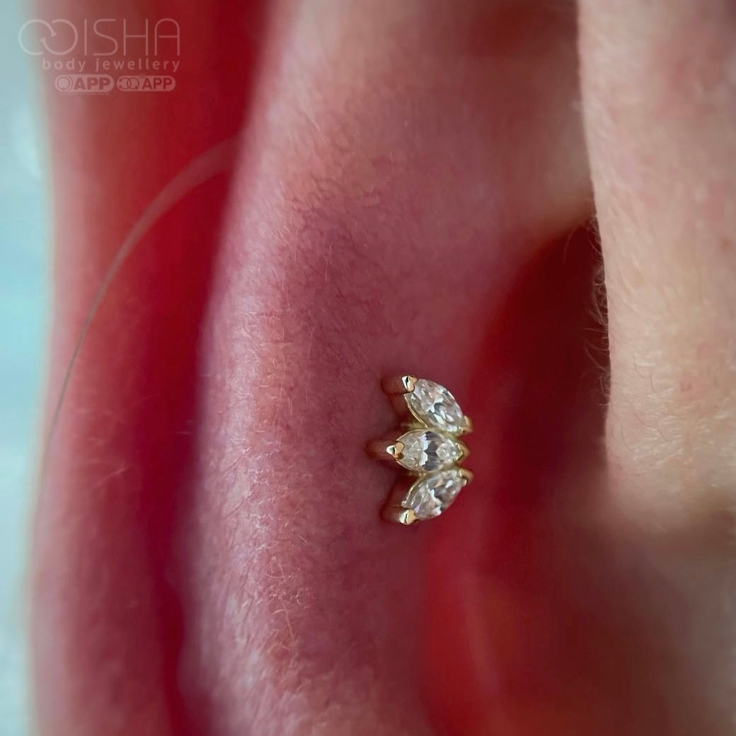 14Ct Gold Triple Marquise Swarovski End Attachment