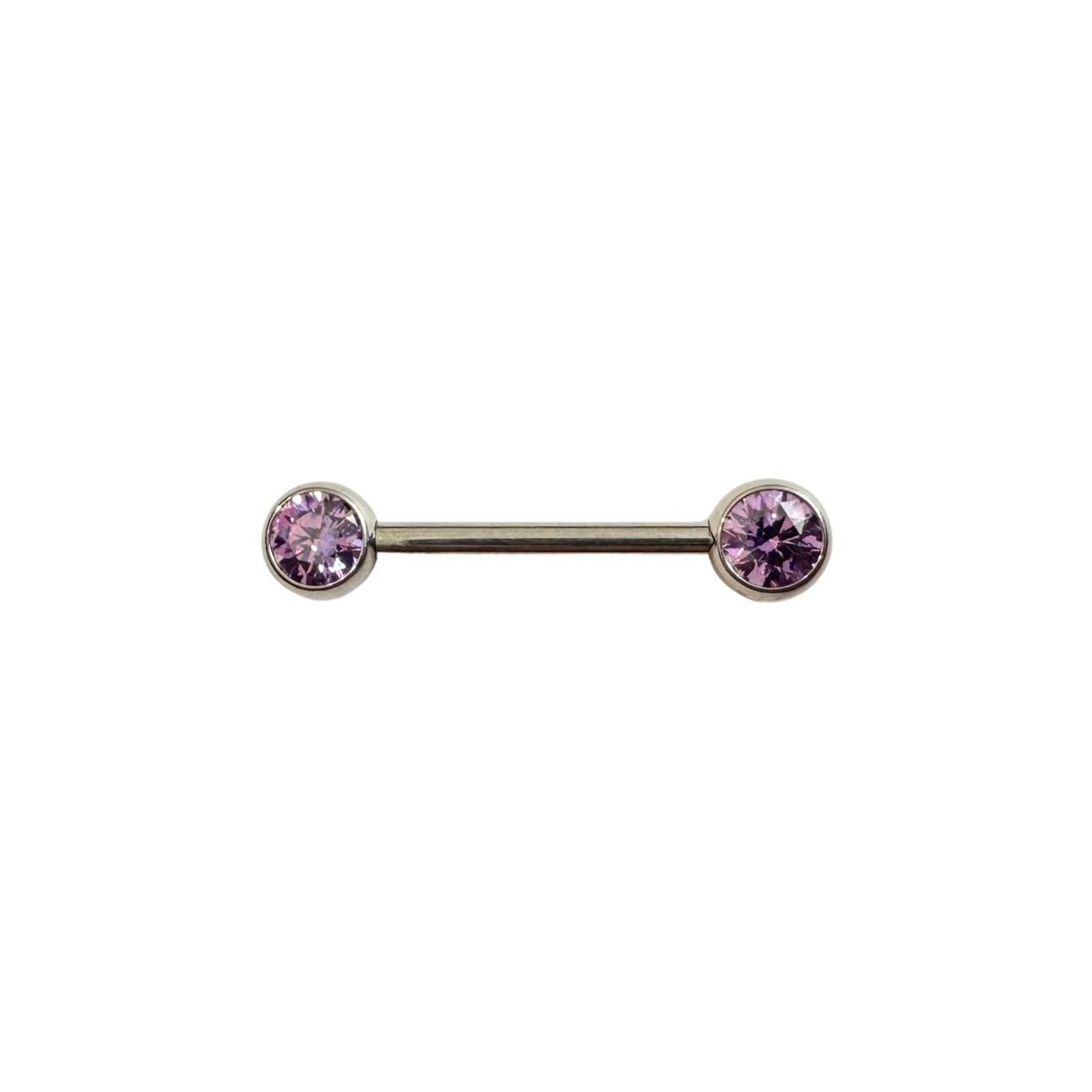 NeoMetal Side Set Fancy Purple CZ Gem Barbell