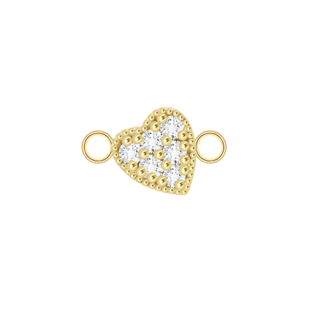 Perma Jewel 10ct Gold Moissanite Heart Connector 4mm