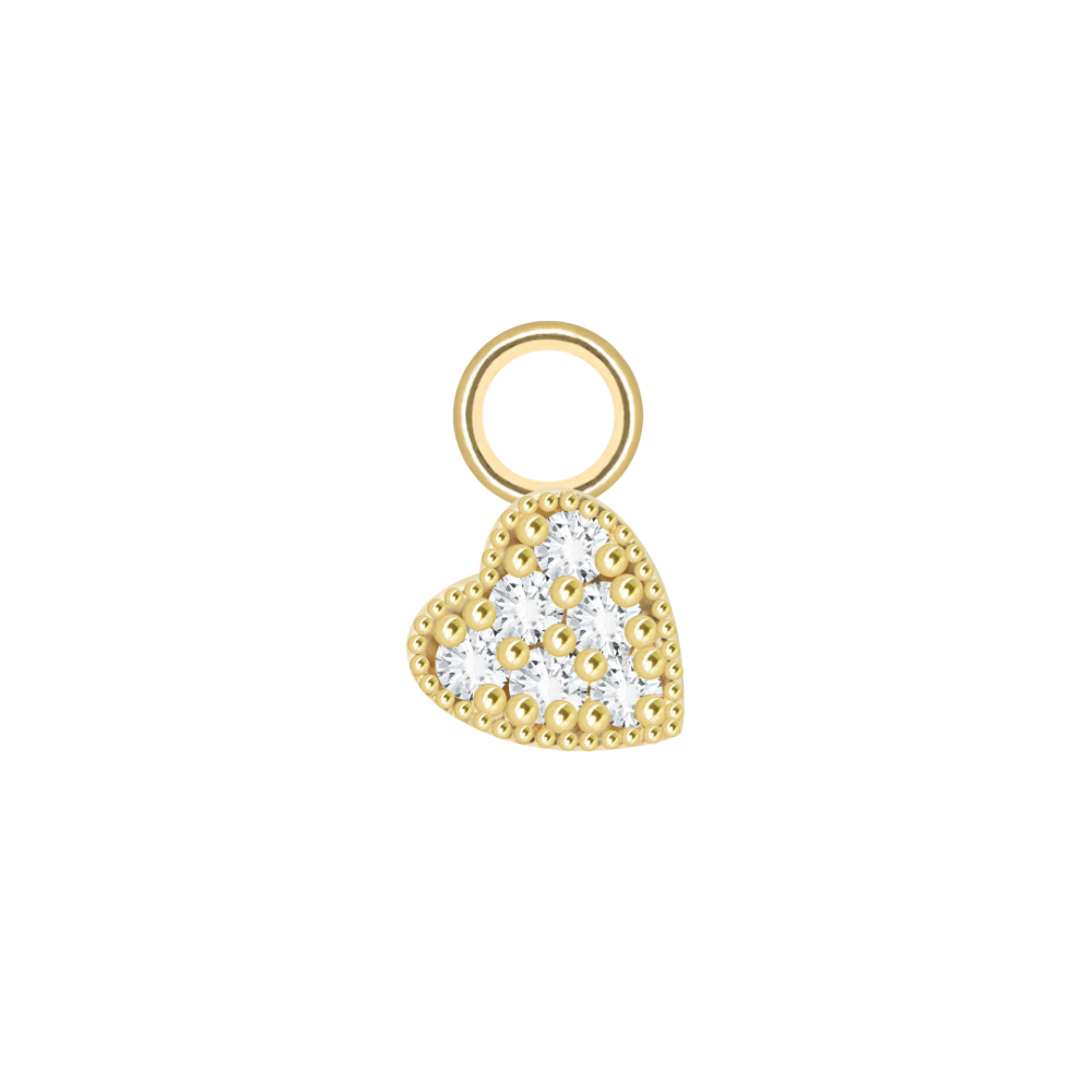 Perma Jewel 10ct Gold Moissanite Heart Charm 4mm