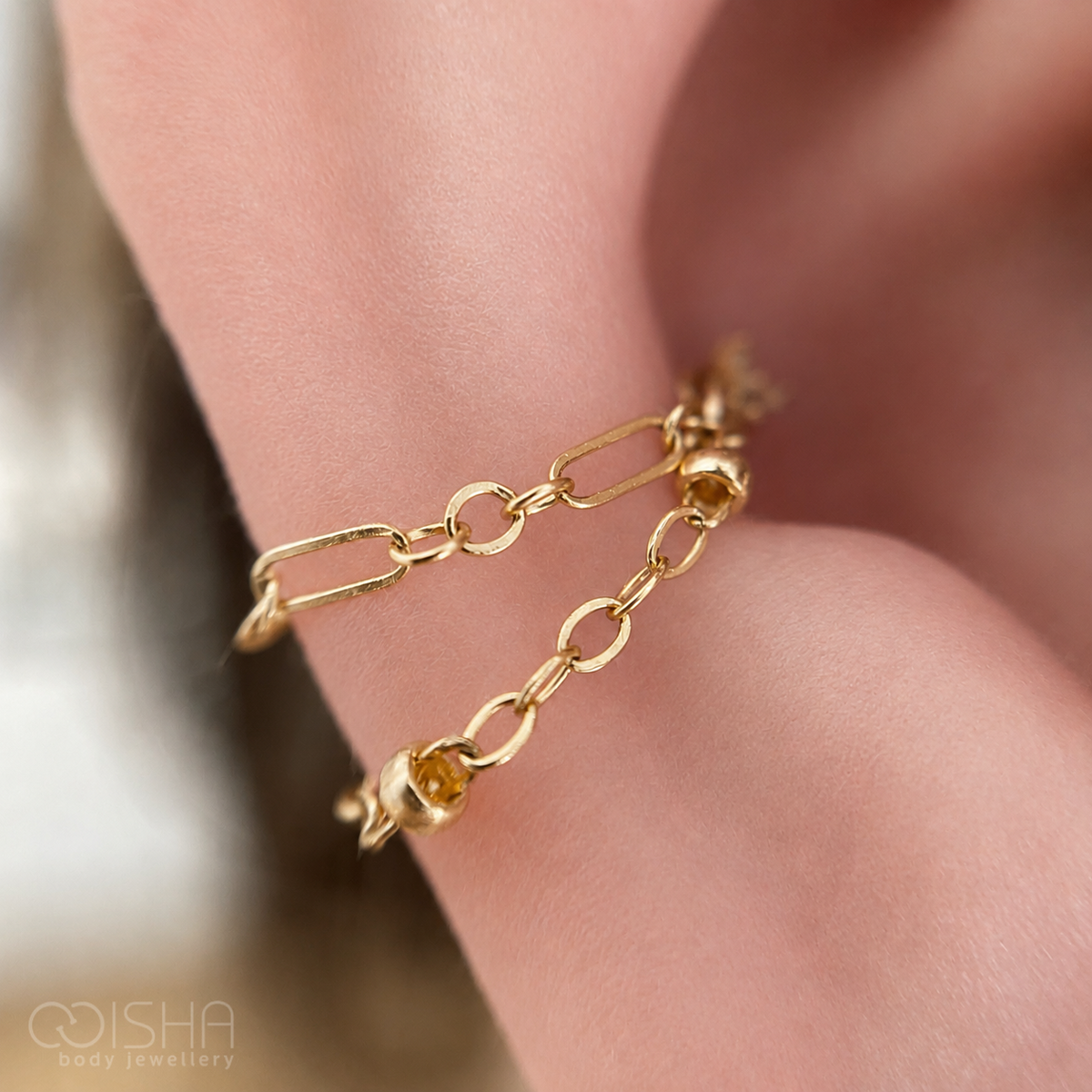 Perma Jewel 14/20 Gold Filled Satellite Flat Oval Cable Chain