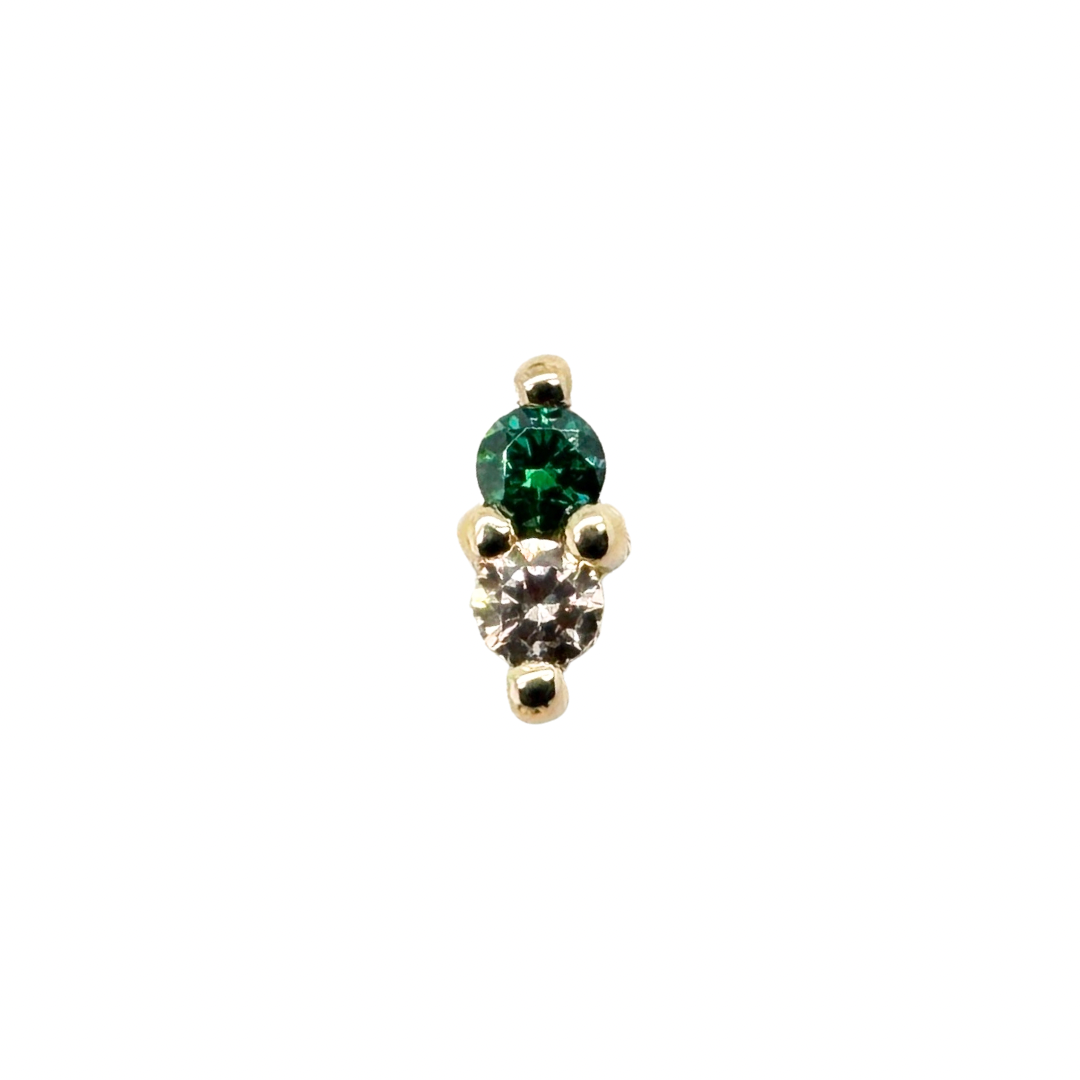 Industrial Strength 18ct Gold Duo Green Champagne CZ End Threadless