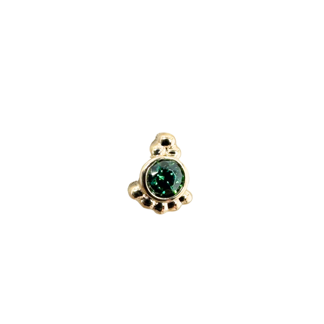 Industrial Strength 18ct Gold Hermes Green CZ End Threadless