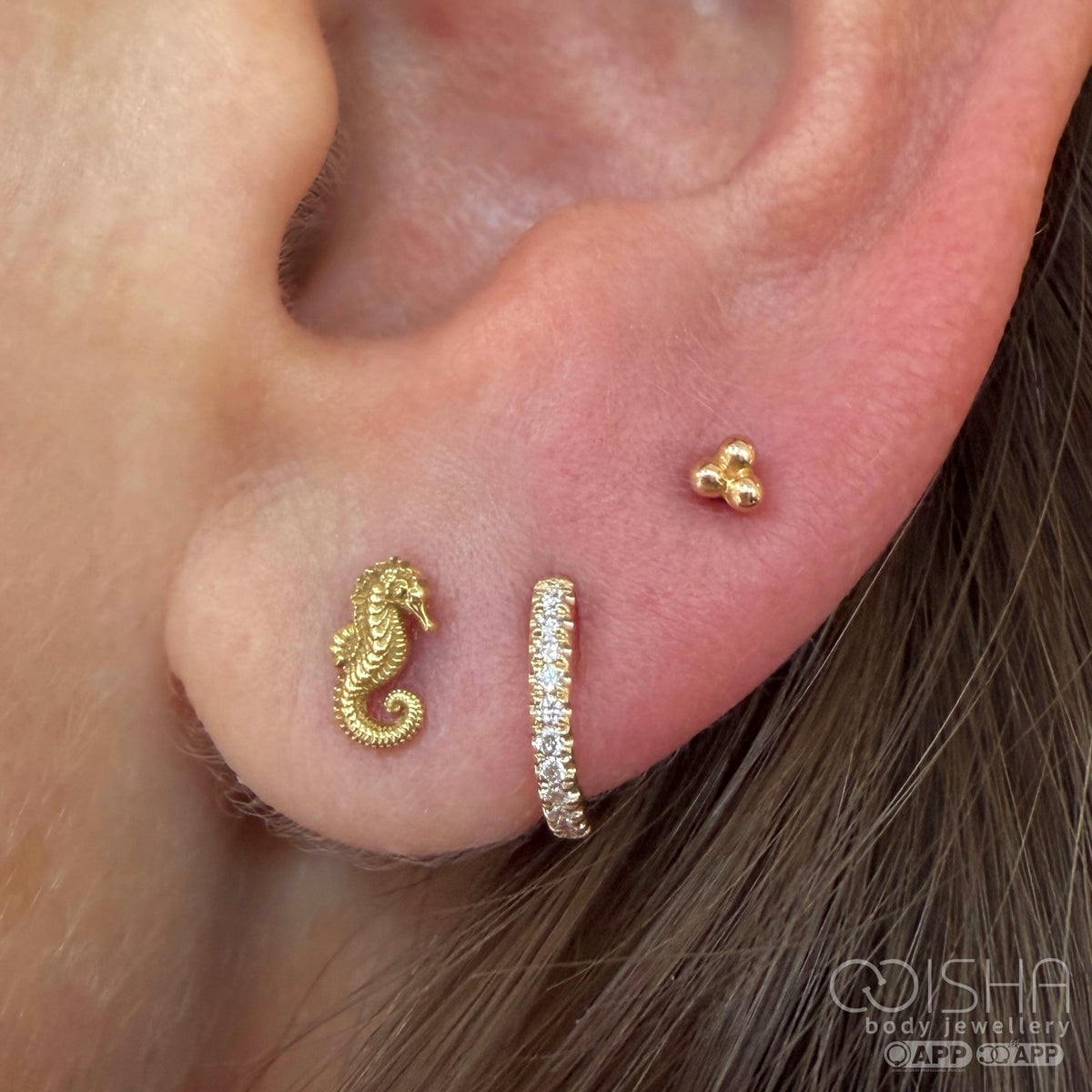 Anatometal 18ct Gold Seahorse End