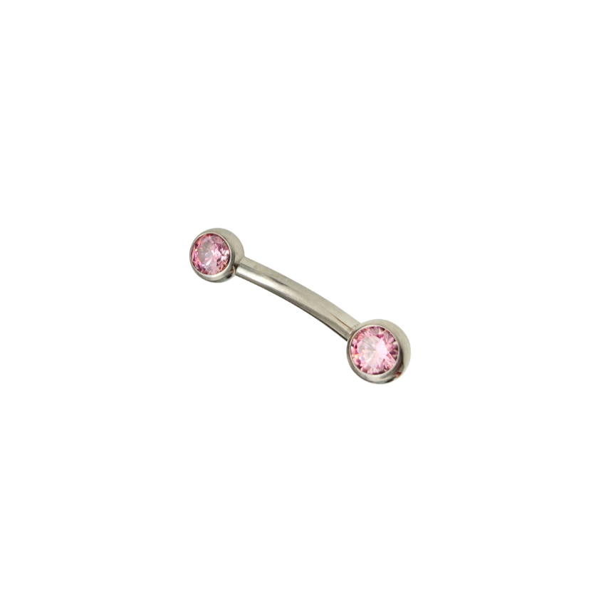NeoMetal Side Set Pink CZ Curved Barbell