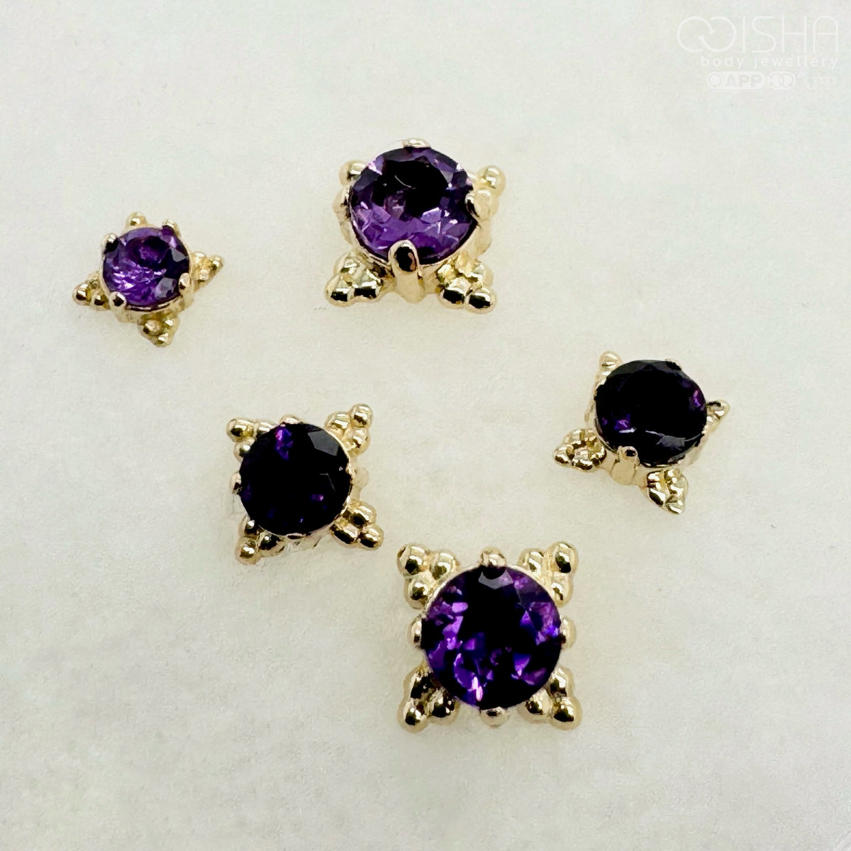 Anatometal 18ct Gold Amethyst Zia End