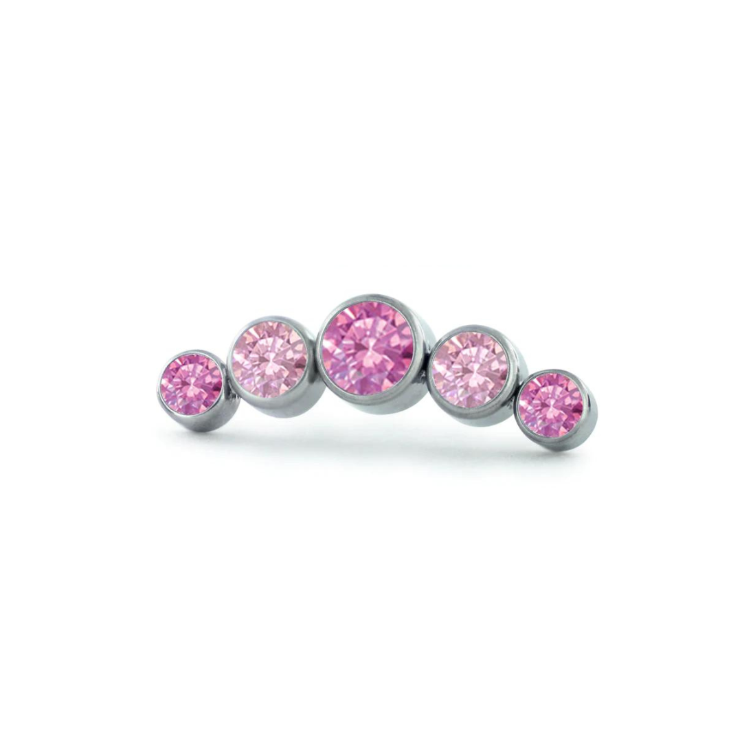 NeoMetal Pink Power 5-Piece Curved CZ Cluster End THREADLESS