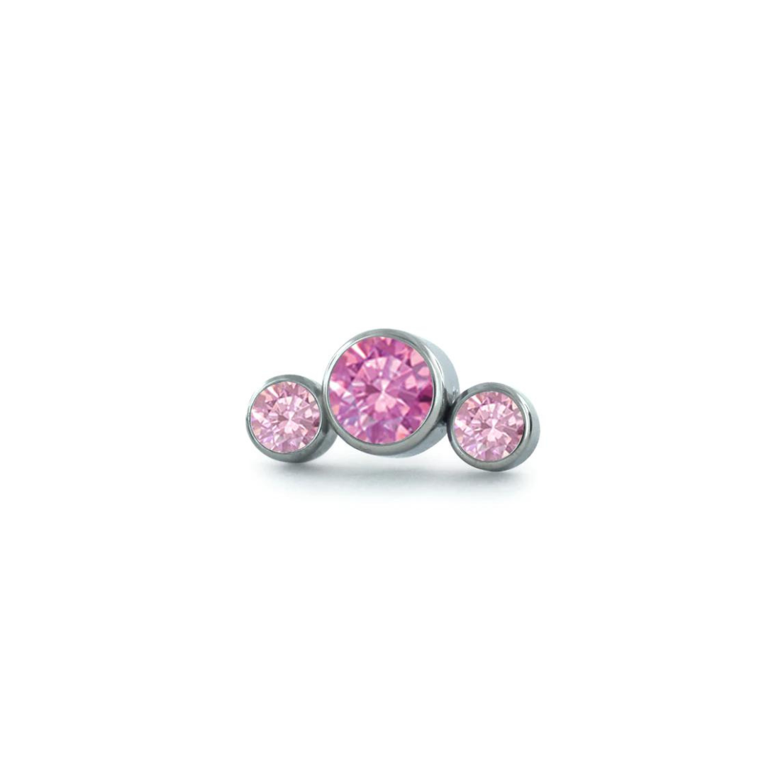 NeoMetal Pink Power 3-Piece Curved CZ Cluster End THREADLESS