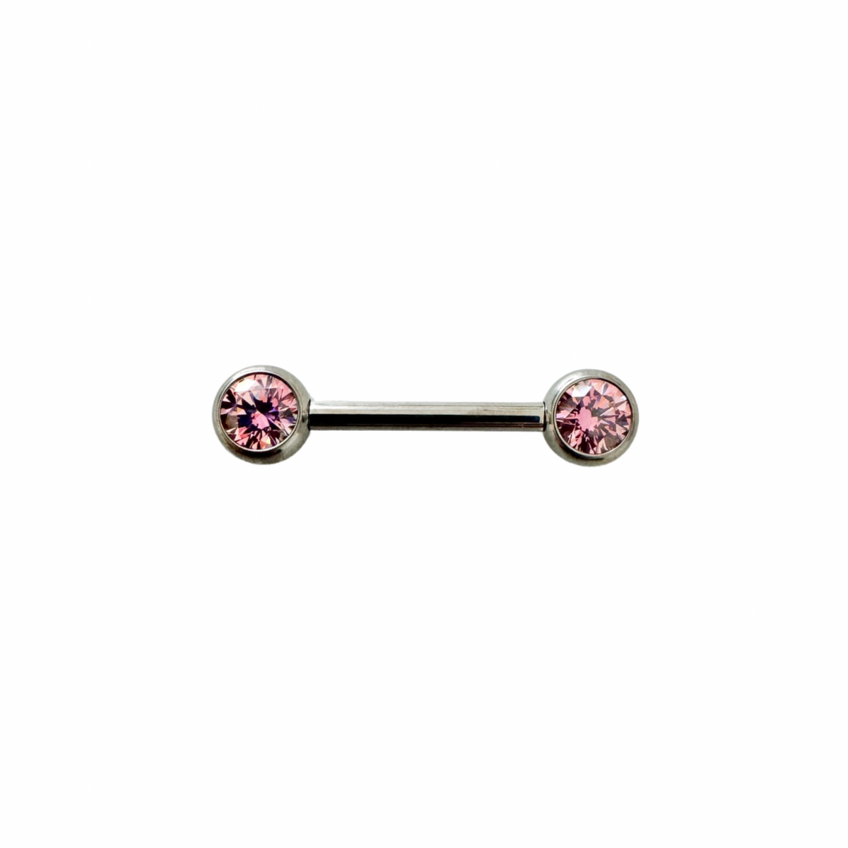 NeoMetal Side Set Pink CZ Gem Barbell