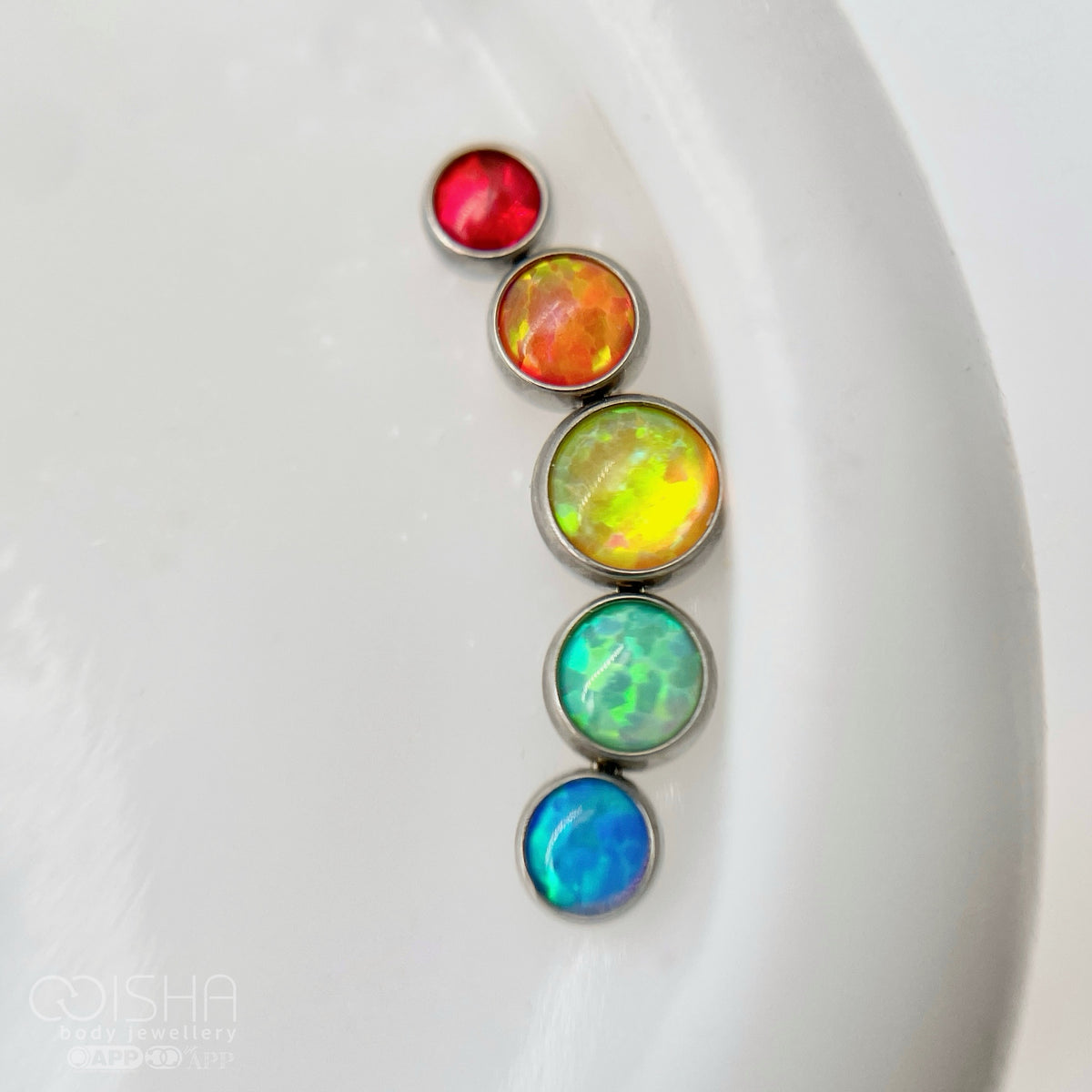 NeoMetal Rainbow Pride Flag Curved Opal Cluster End THREADLESS