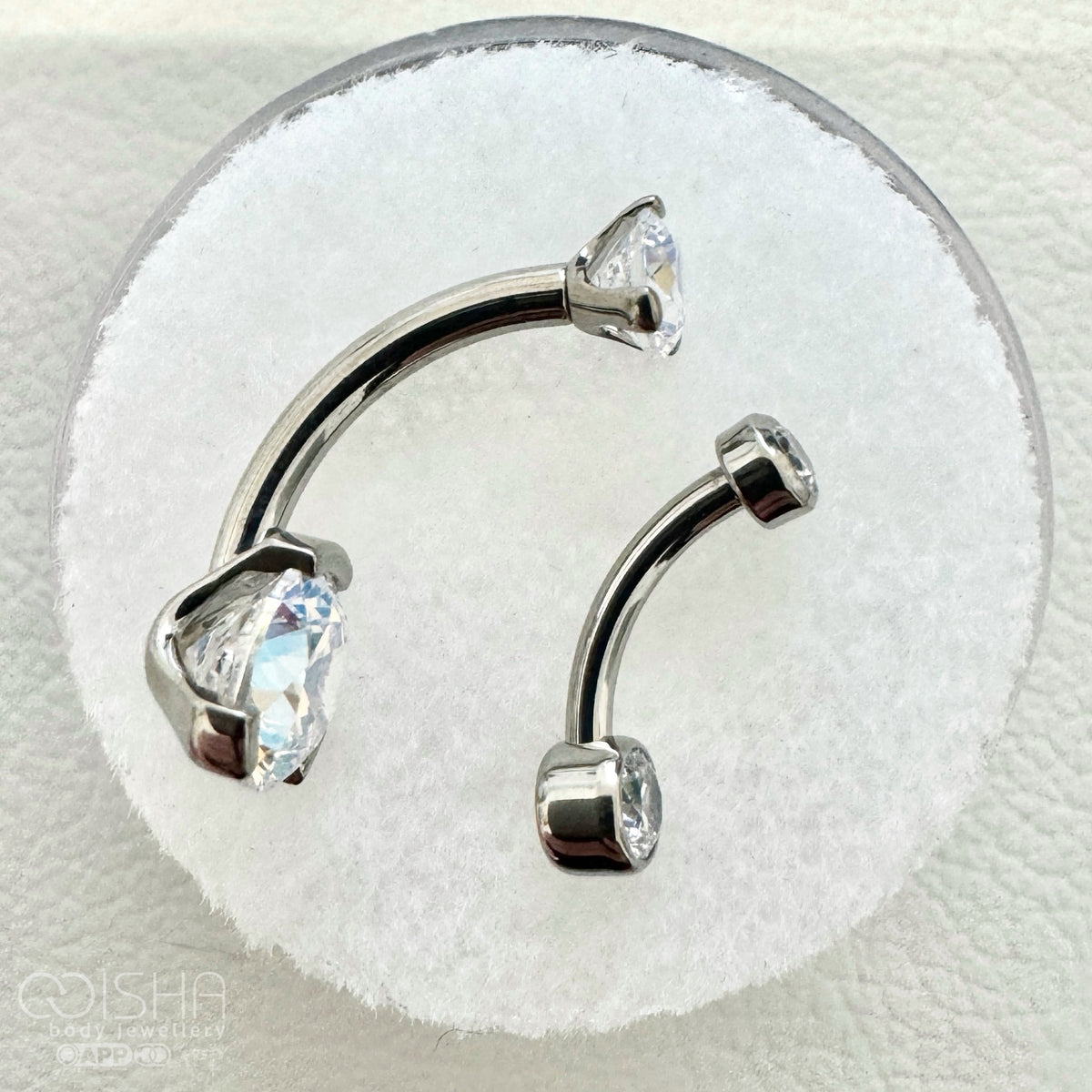 Industrial Strength Titanium White CZ Micro Curved Barbell