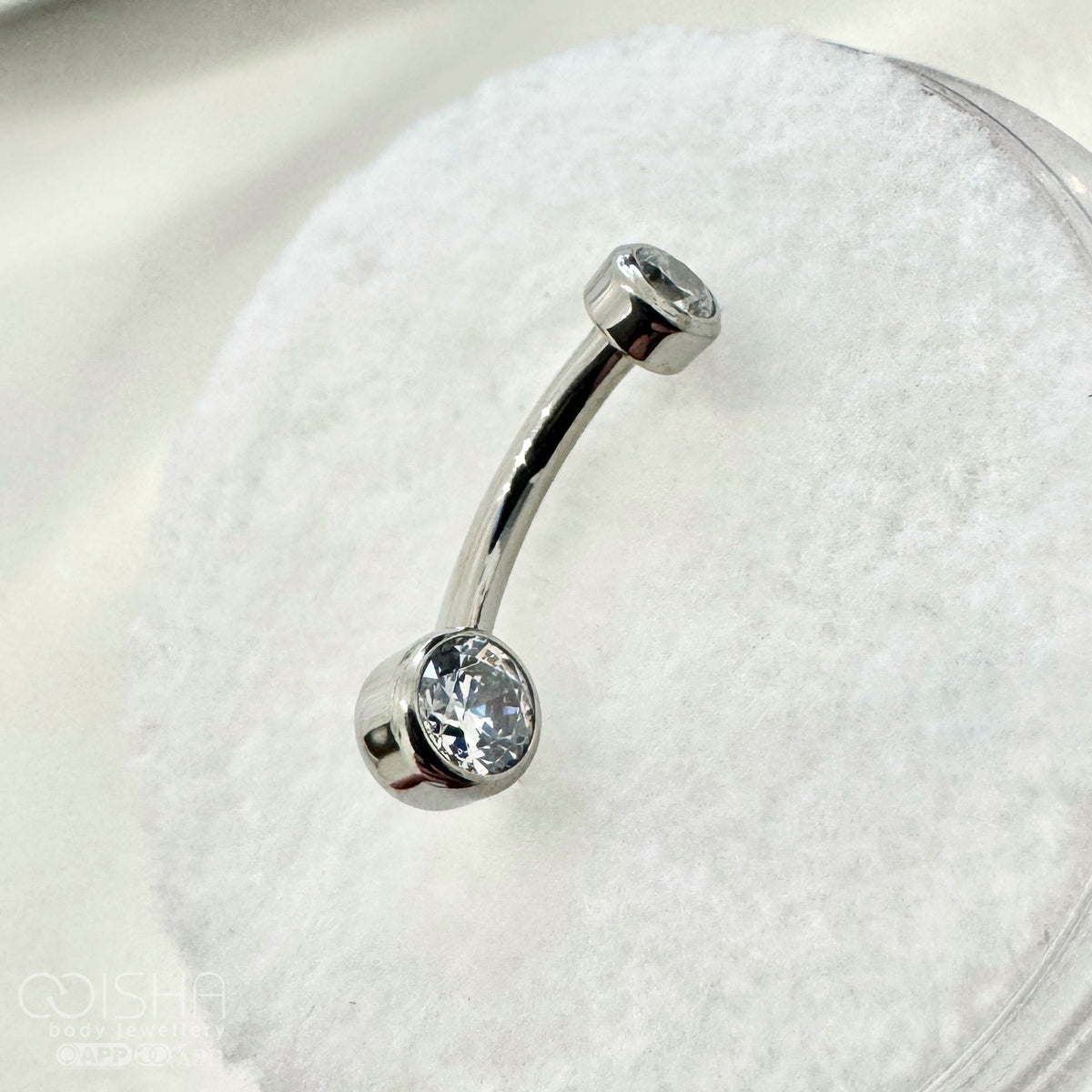 Industrial Strength Titanium White CZ Micro Curved Barbell