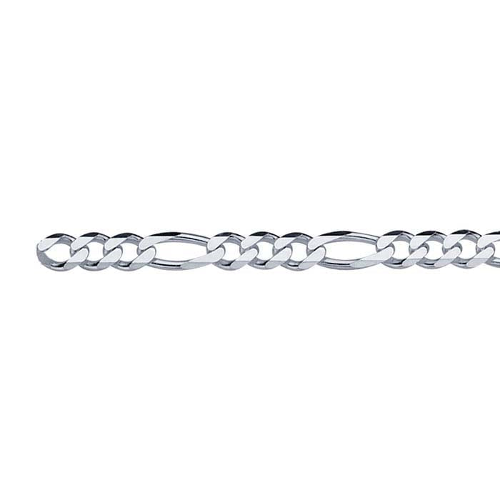 Perma Jewel Sterling Silver 4.5mm Diamond-cut Figaro Chain