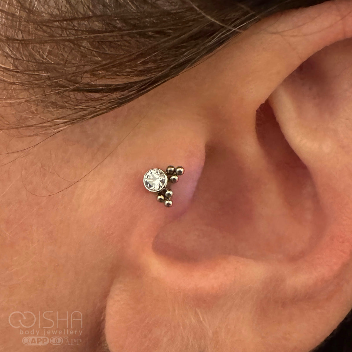 LeRoi Haute Couture White CZ Angled Tri-bead End