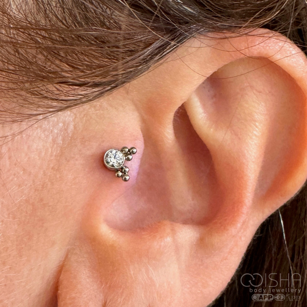 LeRoi Haute Couture White CZ Angled Tri-bead End