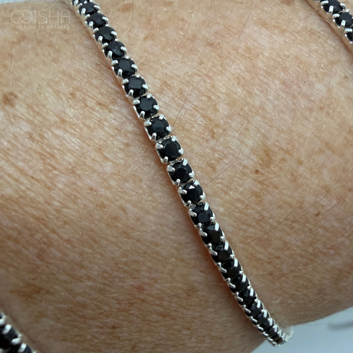 Sterling Silver Black CZ Tennis Chain