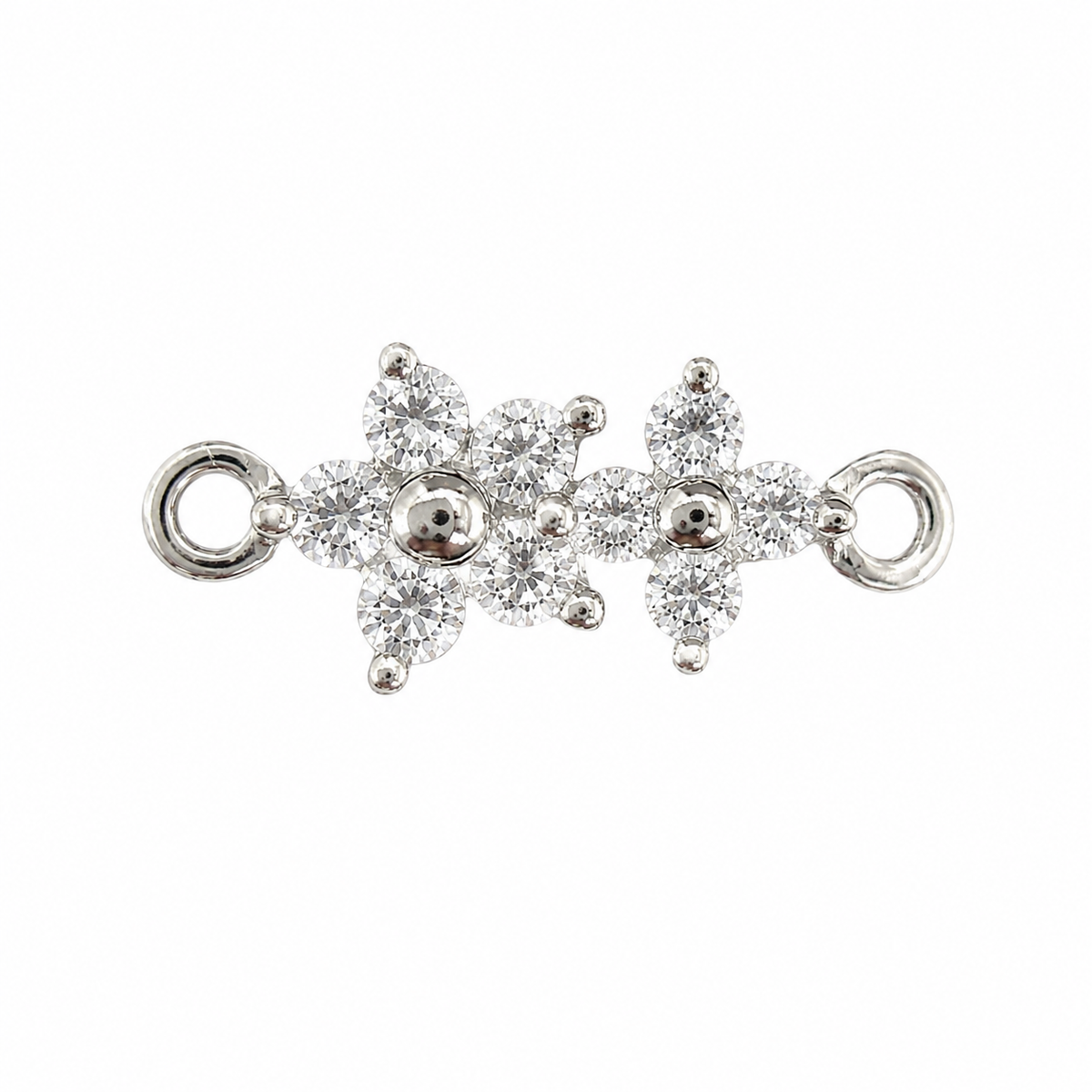 Sterling Silver CZ Double Flower Connector