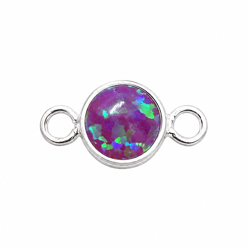 Sterling Silver Opal Connector 4mm