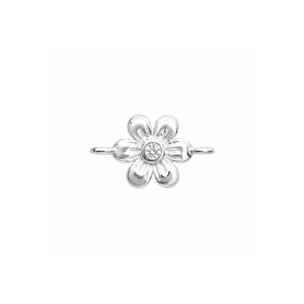 Sterling Silver CZ Flower Connector