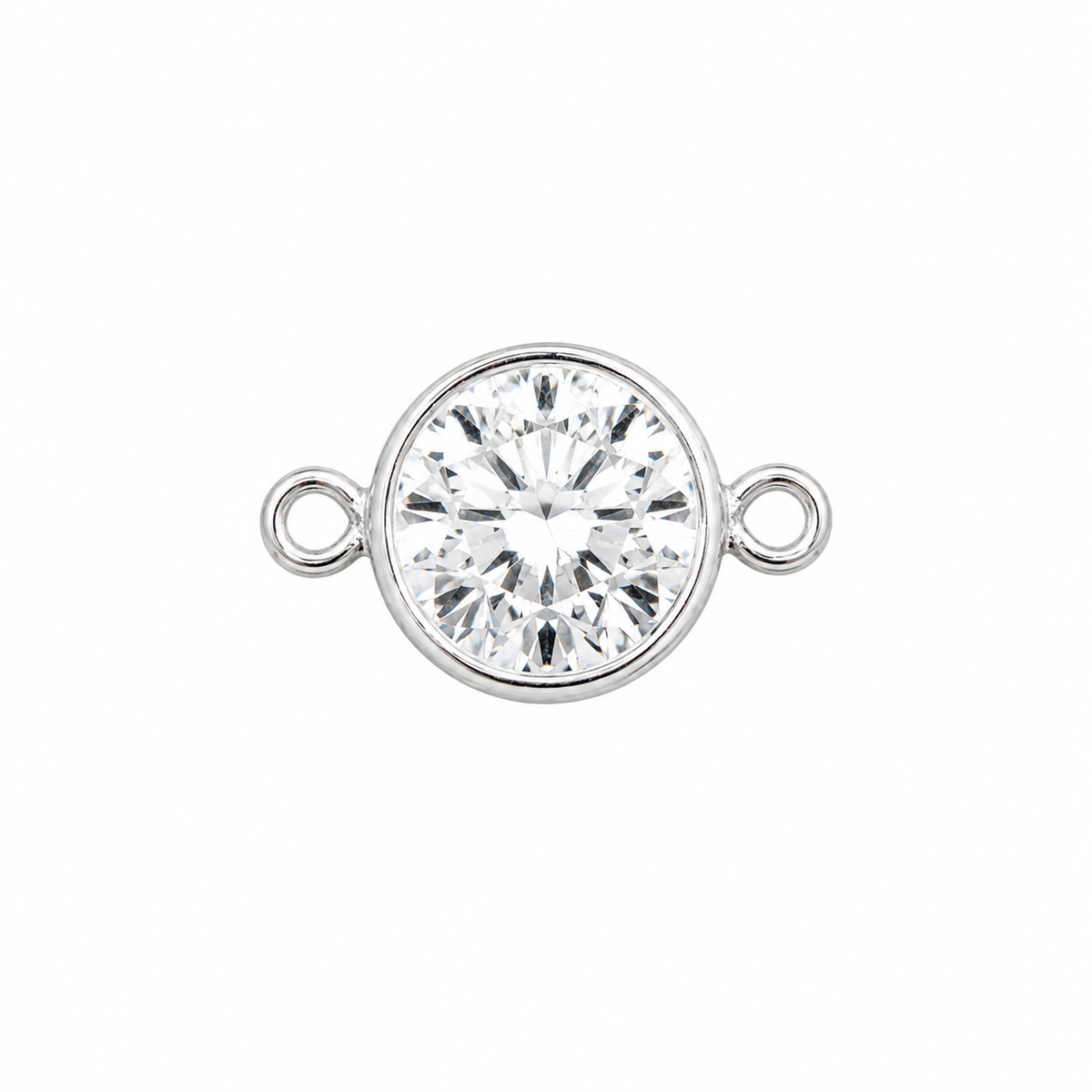 Perma Jewel Sterling Silver Large CZ Connector 6mm