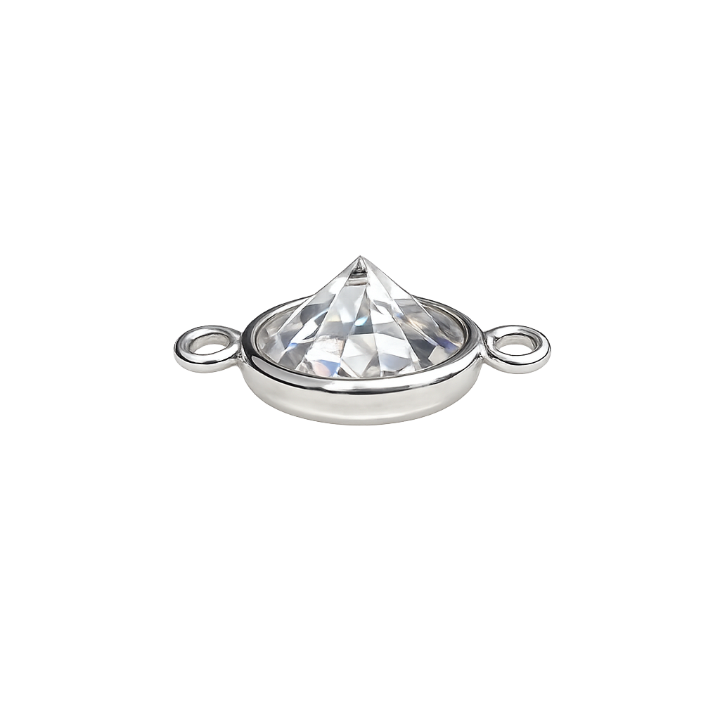 Perma Jewel Sterling Silver Large CZ Connector 6mm