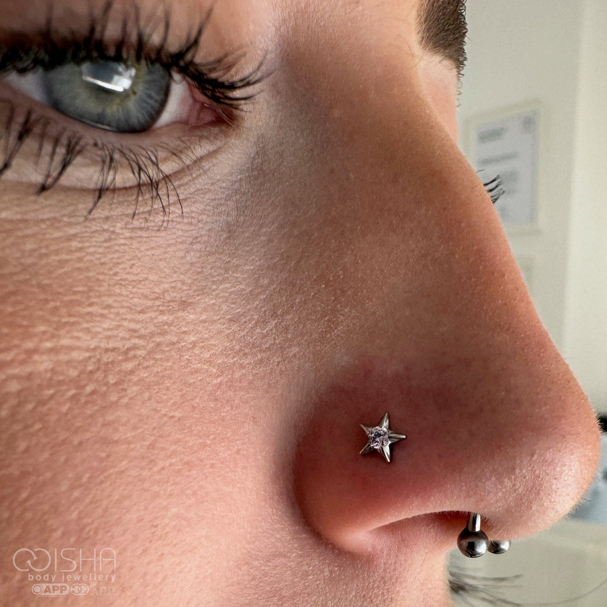 Anatometal Titanium Pink Swarovski Star End Threadless