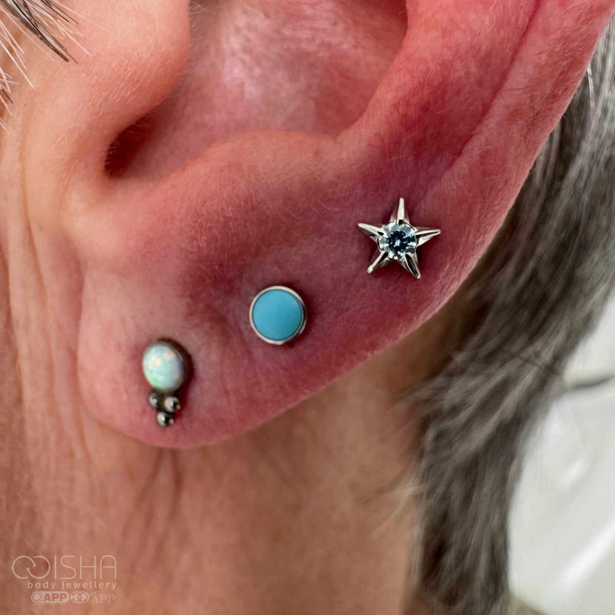 Anatometal Titanium Periwinkle Swarovski Star End Threadless