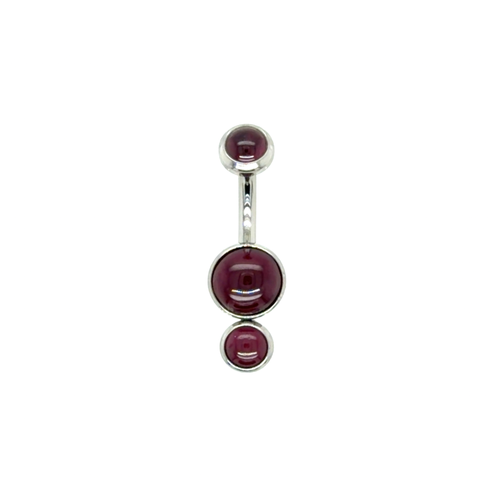 Industrial Strength Titanium Gemini Natural Garnet Gem Curved Barbell
