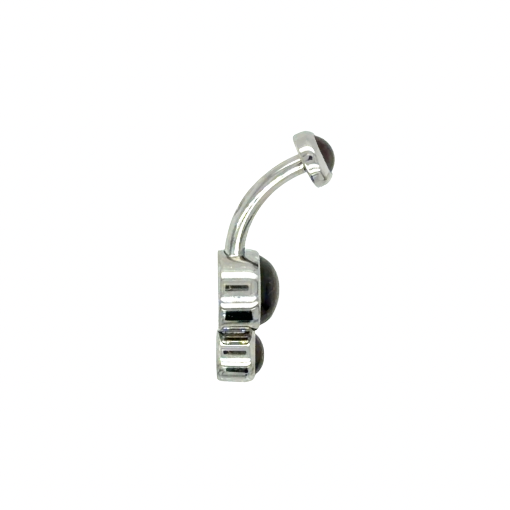 Industrial Strength Titanium Gemini Natural Garnet Gem Curved Barbell