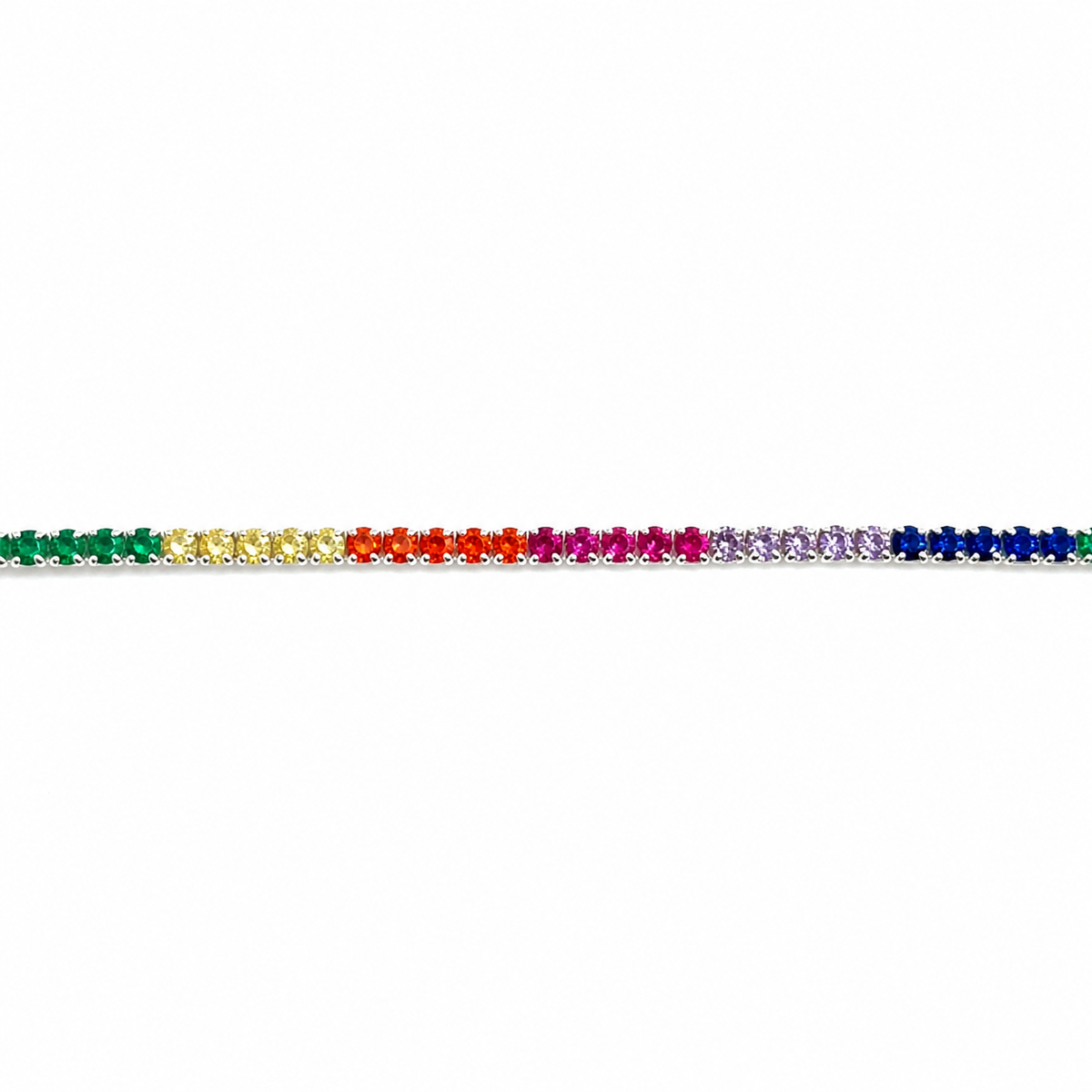 Sterling Silver Rainbow CZ Tennis Chain