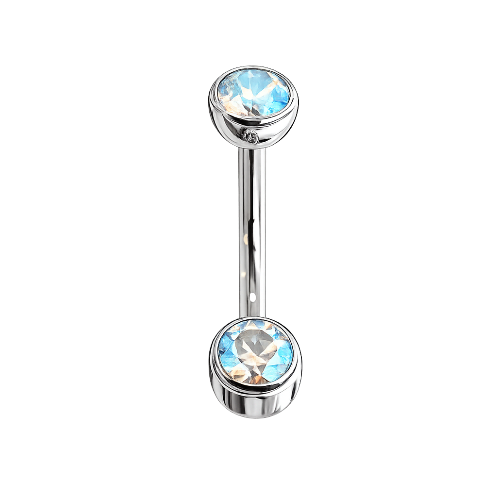 Industrial Strength Titanium Mini Bezel Set Shimmer CZ Curved Barbell