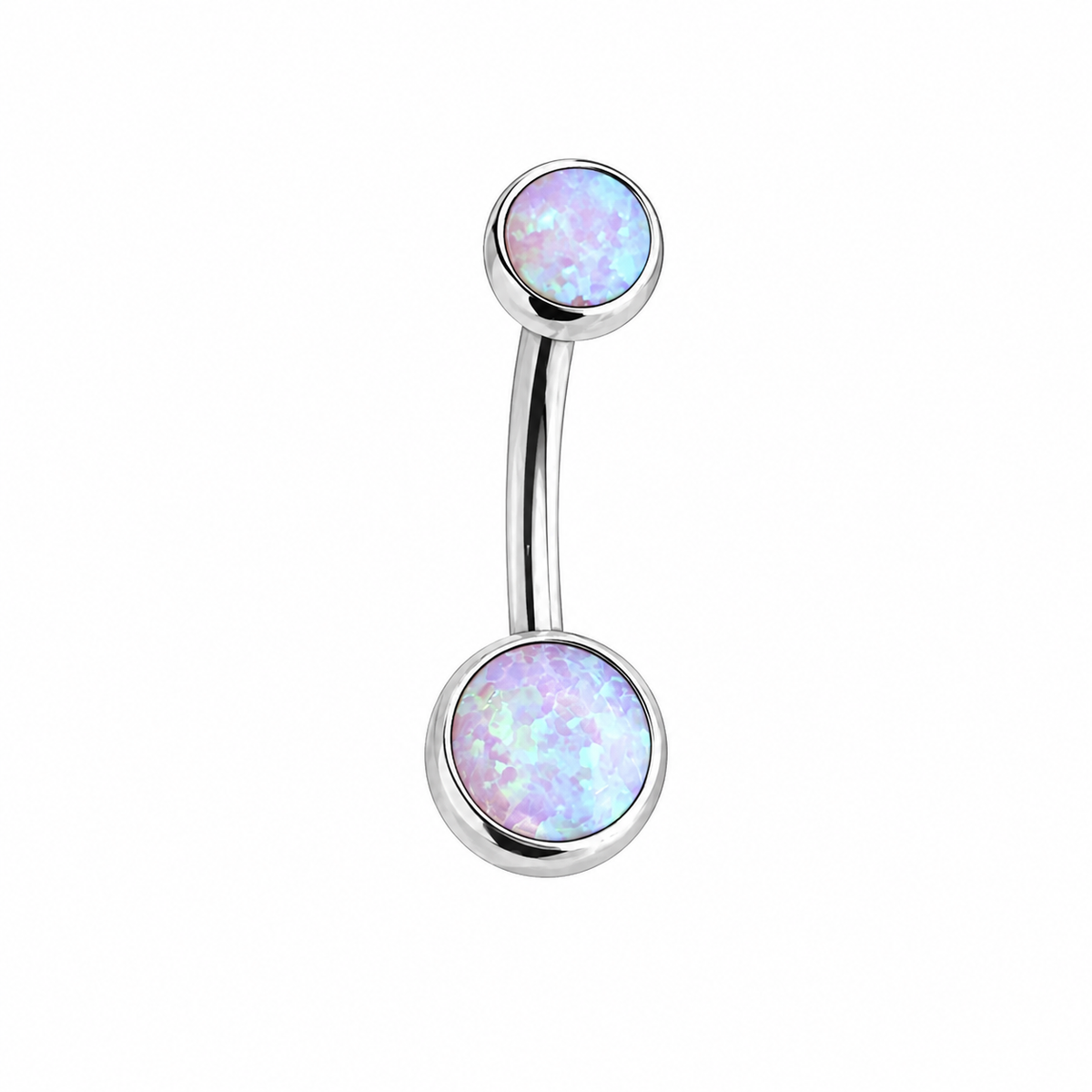 Industrial Strength Titanium Bubblegum Opal Gem Curved Barbell