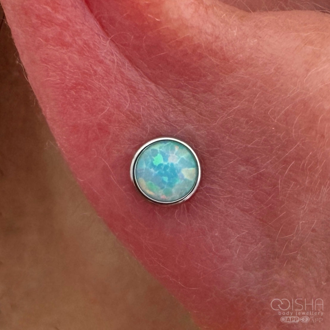 Junipurr Titanium Blue Frost Opal Cabochon End THREADLESS