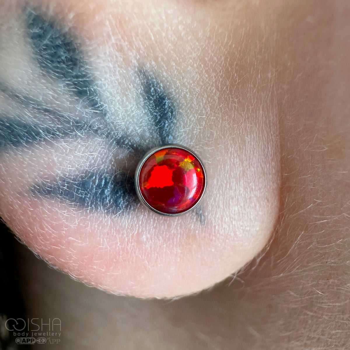 NeoMetal Fire Opal Cabochon End THREADLESS