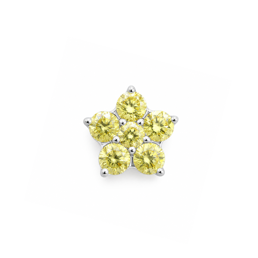 Junipurr Titanium CZ 5 Petal Lemon Yellow Flower Threadless End