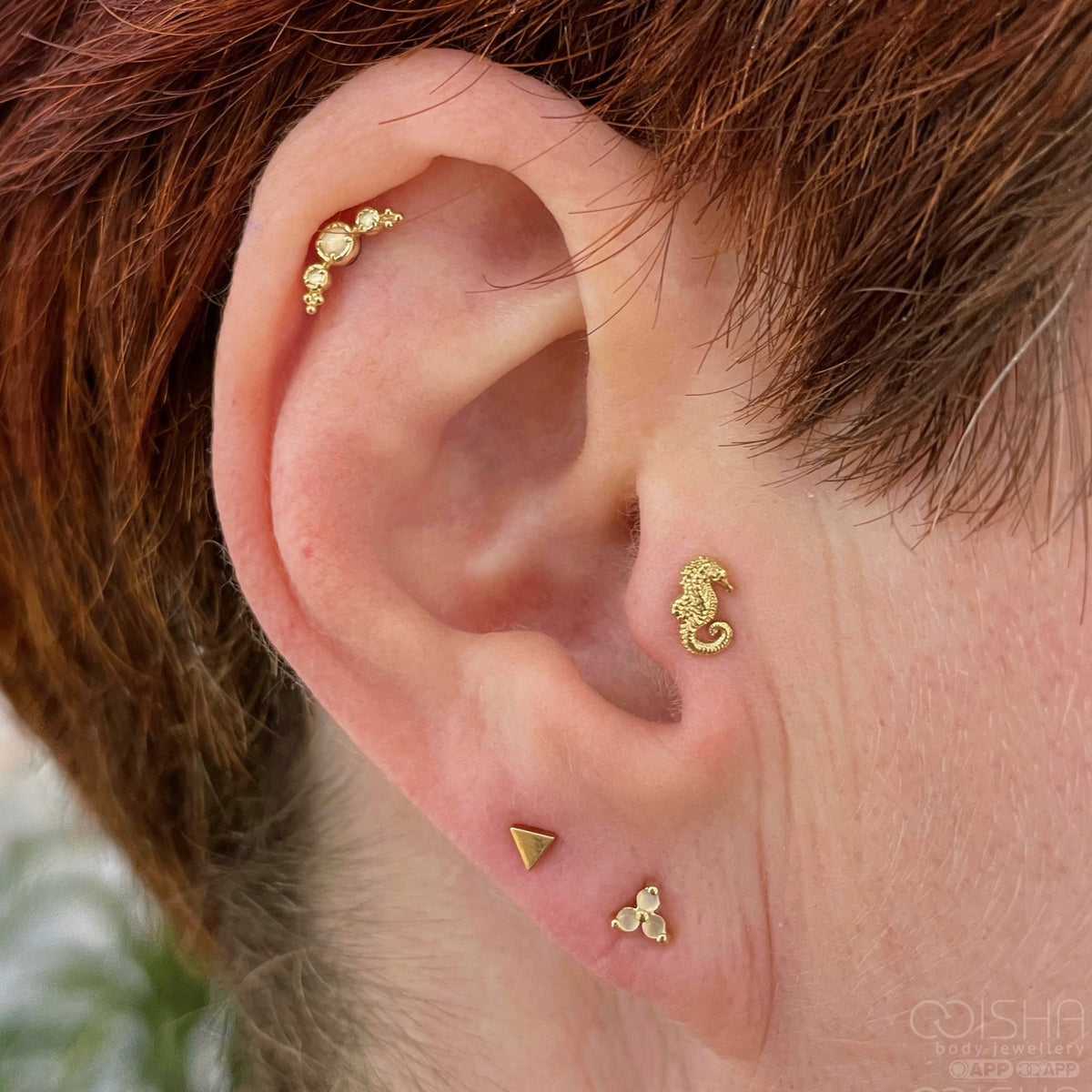 Anatometal 18ct Gold Seahorse End