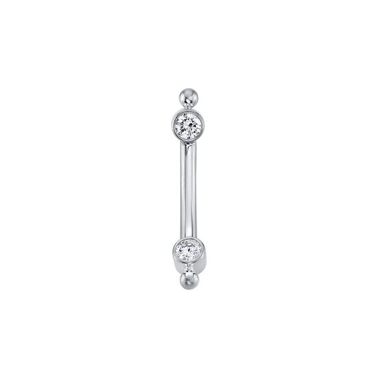 BVLA 14ct Gold Single Bead Accent Diamond Curved Bar