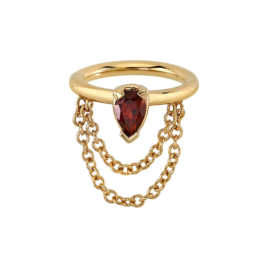 BVLA 14ct Yellow Gold Call Me Garnet Seam Ring